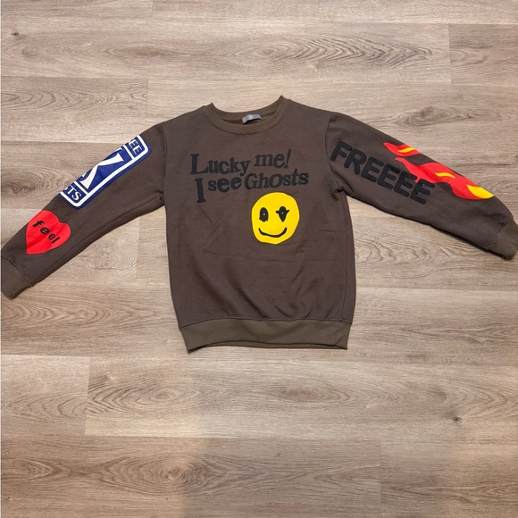 Viral Kid Cudi and Kanye West "Lucky Me! I See Ghosts” Crewneck Sweatshirt - Picture 2 of 7